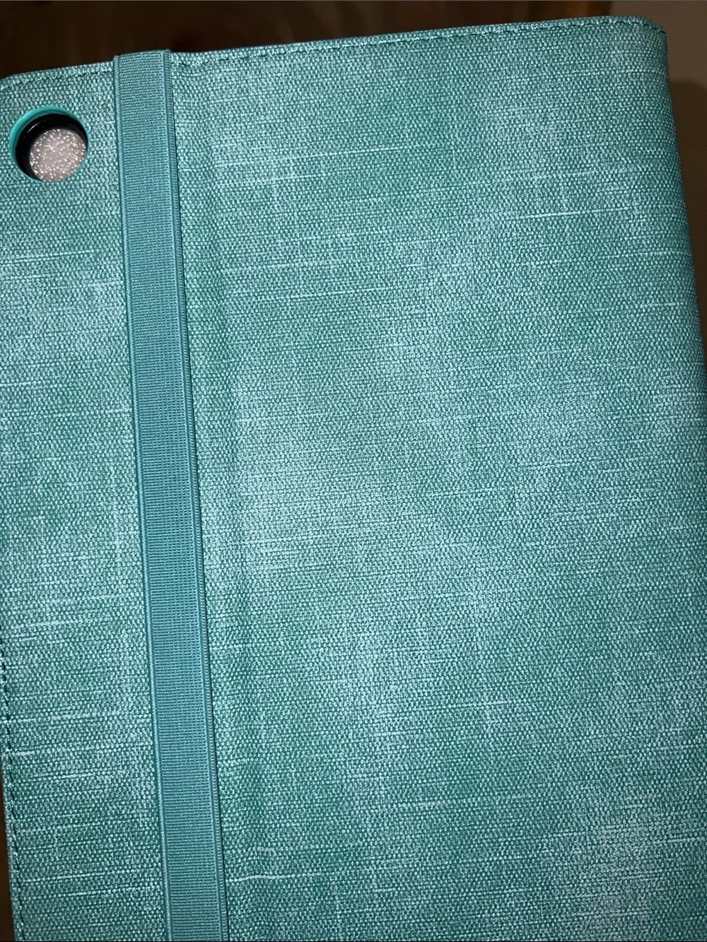 Teal and Brown Tablet Folio Case with Pen Loop